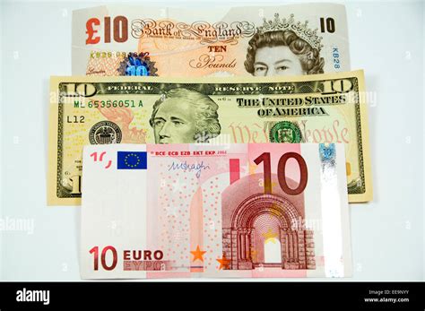 Pounds Dollars And Euro Notes Stock Photo Alamy