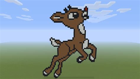 Minecraft Pixel Art Rudolph The Red Nosed Reindeer Youtube