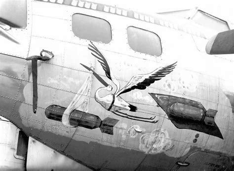 B 17 Flying Fortress Nose Art Stork Carrying Bomb World War Photos