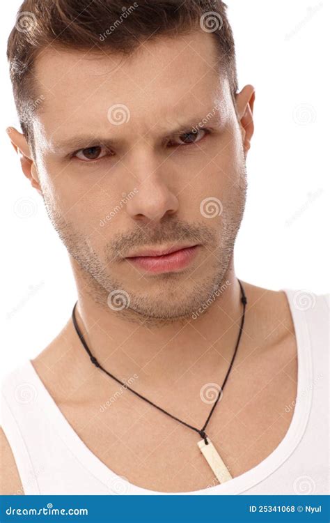 Closeup Portrait Of Angry Man Stock Photo Image Of Angry Anger 25341068