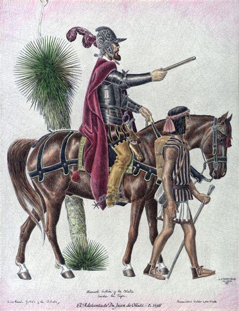 Juan De Oñate On Horseback Holding A Vara De Mando The Drawing By Jose