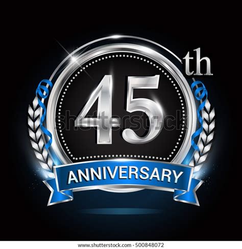 45th Silver Anniversary Logo Blue Ribbon Stock Vector Royalty Free