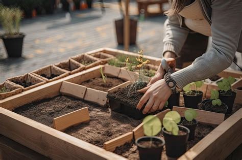 Persona sembrando semillas y cuidando el jardín en un espacio