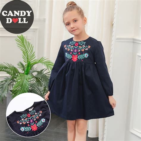 Candydoll New Autumn Girls Dress Cotton National Wind Baby Girl