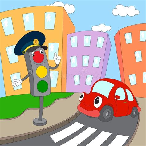 Red Traffic Light Cartoon