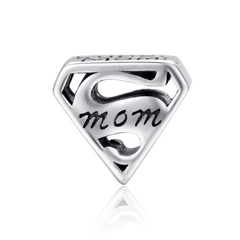 ACEWORKS Authentic 925 Sterling Silver Super Mom Mother Engrave Beads