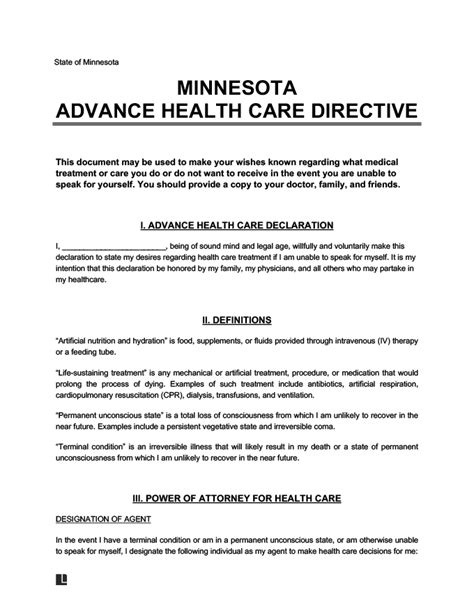 As with other types of insurance is risk among many individuals. Free Minnesota Health Care Directive | PDF Download | Legal Templates