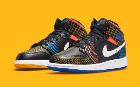 Kids Air Jordan 1 Mid Gets Covered In Colorful Grids House Of Heat