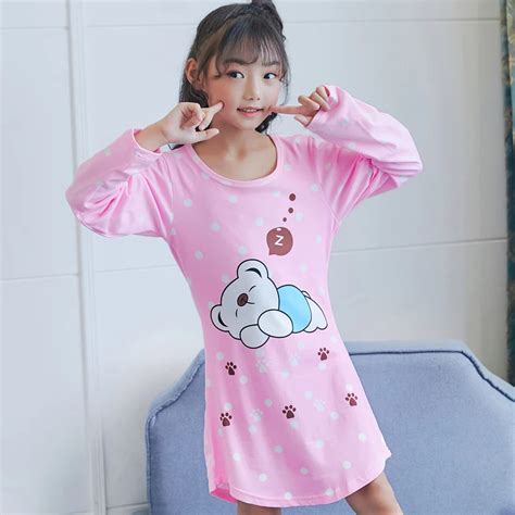 Girls Princess Nightgowns Spring And Autumn Long Sleeve Nightdress Kids
