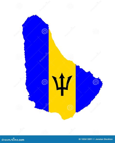 Barbados Vector Map And Flag Over Map Isolated On White Background
