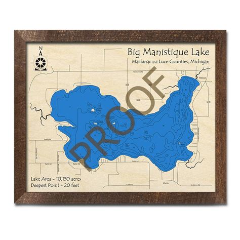 Big Manistique Lake Mi 3d Wood Map Custom Nautical Map Etsy