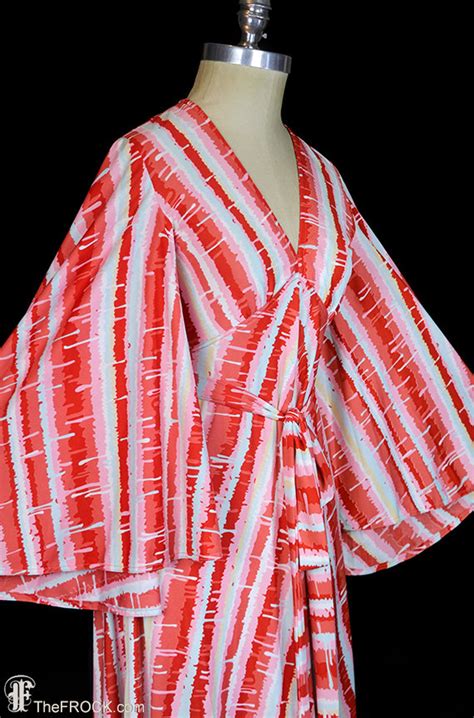 1970s victor costa striped maxi dress red white bell angel etsy