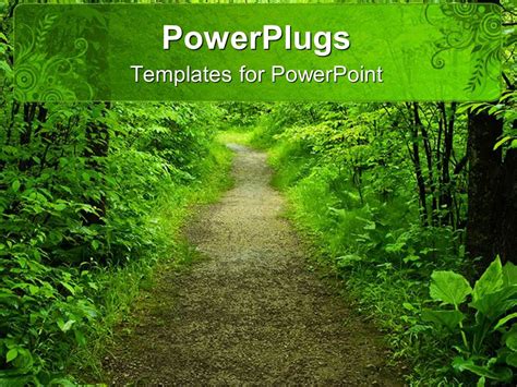 Powerpoint Template View Of A Forest Showing A Foot Path And Trees 23127