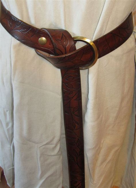 Leather Belt Brown Leaves Ring Beltmedieval Renaissance Sca Fant