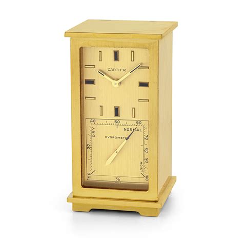 Cartier Brass Desk Clock With Hygrometer And Thermometer Christies