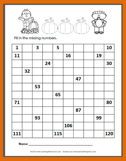 Learning Ideas Grades K 8 Free Autumn 120 Number Charts