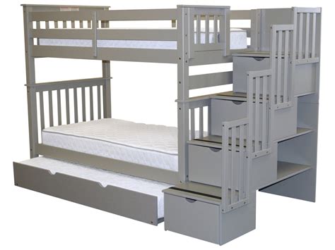 Bedz King Bunk Beds Twin Over Twin Stairway 4 Step Drawers Twin