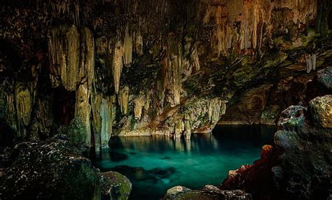 Hd Wallpaper Cave Pool Nature Landscape Cenotes Lake Rock Water