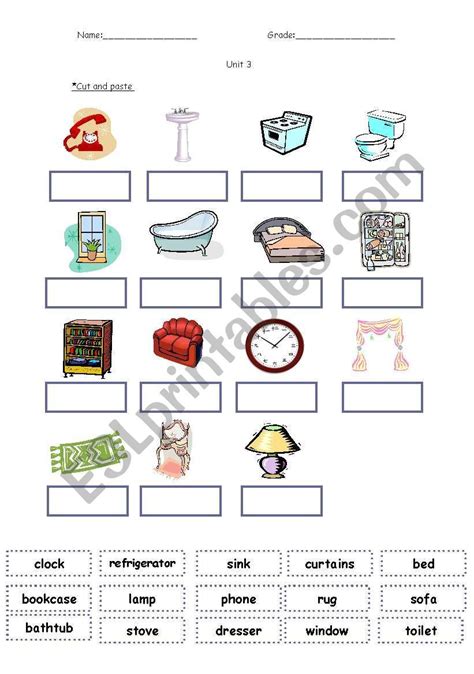 Household Objects Esl Worksheet By Overmars Vocabulary Worksheets
