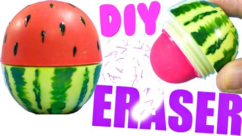 Diy Watermelon Eraser School Supplies For Back To School Youtube