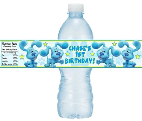 12 BLUE S CLUES Birthday Party Baby Shower Water Bottle Stickers Label