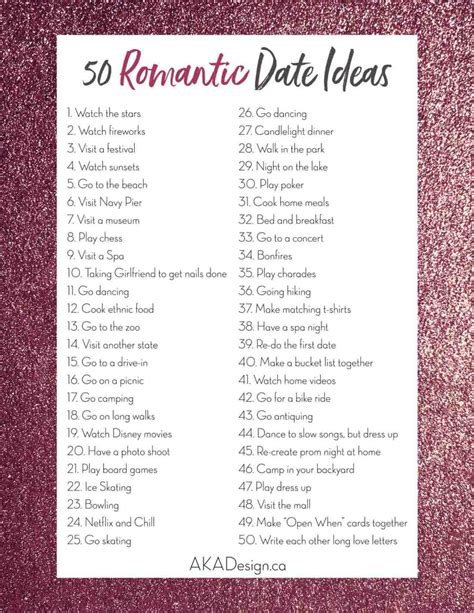 50 romantic date ideas a simple list for you