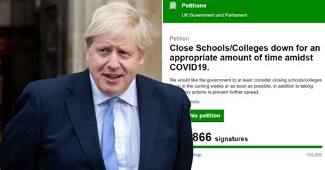 Coronavirus Uk Boris Johnson Told Close Schools By 240000 Petition