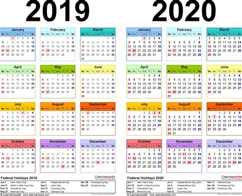 2 Week 2020 Calendar Printable Free Letter Templates