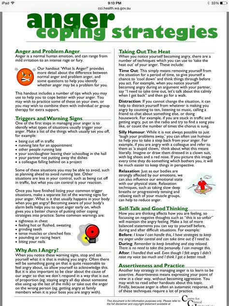 coping skills for anger worksheets