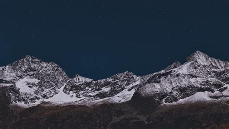 Mountain Covered With Snow 4k Stars Wallpapers Nature