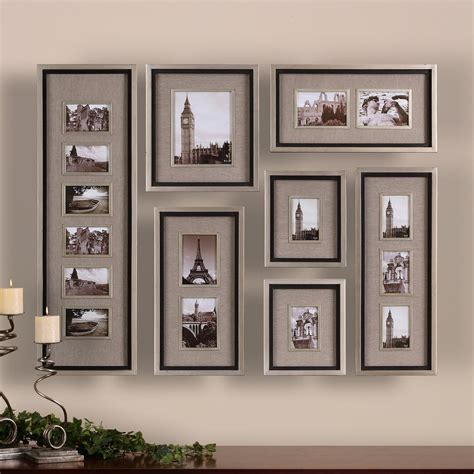 This Collection Of Frames Features A Lightly Antiqued Silver Leaf