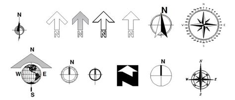 An Image Of Different Types Of Compasss And Arrows On A White
