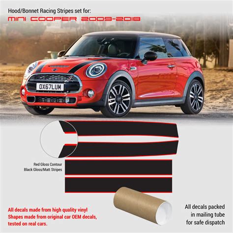 Mini Cooper Hood Stripes Bonnet And Trunk Decals With Contours