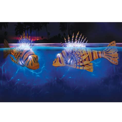The Illuminated Fish Bots Hammacher Schlemmer Pool At Night Fish