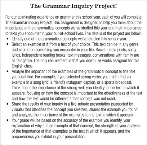assignment description the grammar inquiry project download scientific diagram