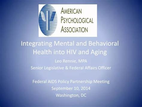 Ppt Integrating Mental And Behavioral Health Into Hiv And Aging