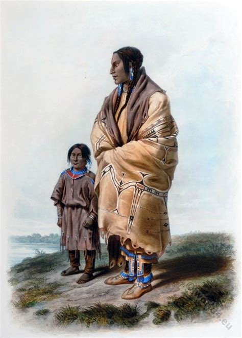 Dakota Woman And Assiniboin Girl Tribal Group Of The Sioux