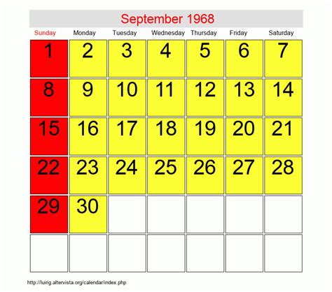 September 1968 Roman Catholic Saints Calendar