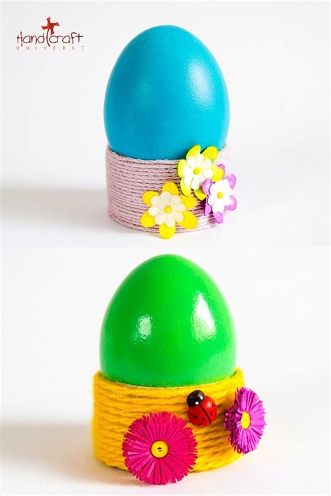 Egg Stands Made Of Thread And Paper Toilet Rolls In 2020 Easter