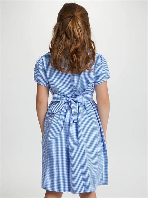 John Lewis And Partners School Belted Gingham Checked Summer Dress Red