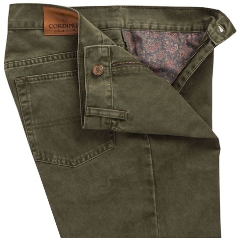 Moss Green Cotton Twill Jeans Mens Country Clothing Cordings Us