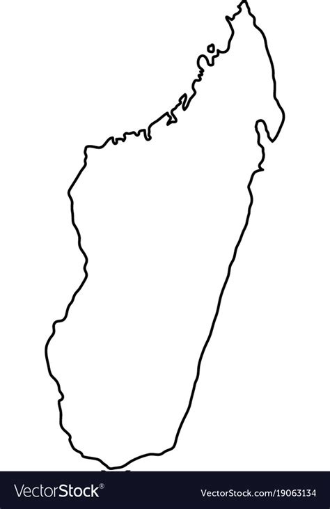 Madagascar Map Black Contour Curves On White Vector Image