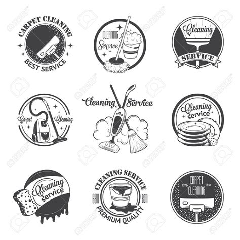 Set Of Vintage Icons Labels And Badges Cleaning Services Royalty Free