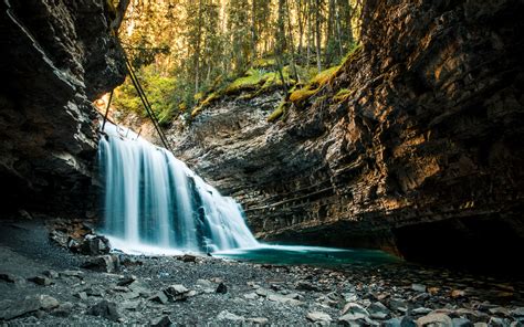Download Wallpapers Beautiful Mountain Waterfall Stream Rocks Forest
