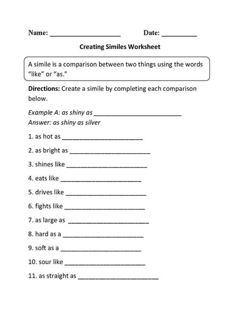 Pin By Bilquees On English In 2020 Simile Worksheet