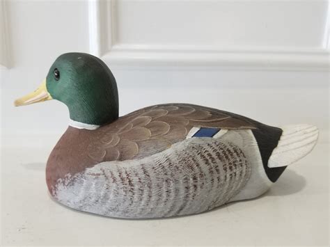 Wood Carved Duck Mallard Drake Signed By M Price By