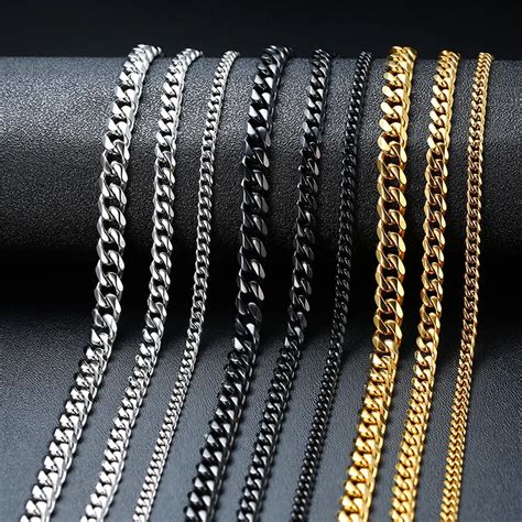 Vnox Cuban Chain Necklace For Men Women Basic Punk Stainless Steel