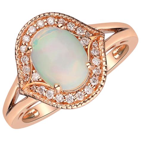 450 Carat Ethiopian Opal And Diamond 14 Karat Rose Gold Ring For Sale