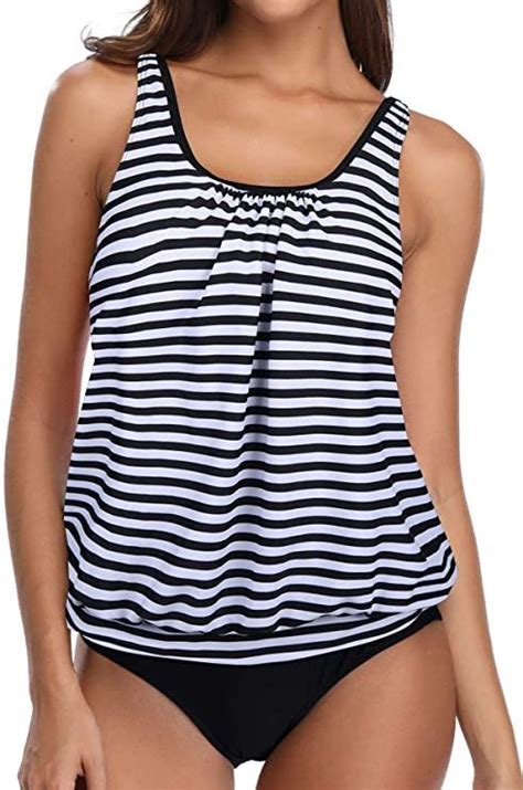 Yonique Two Piece Blouson Tankini Swimsuits For Women Modest Bathing Suits Loose Fit Swimwear In