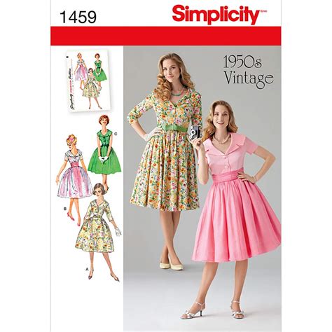 Buy Simplicity 1459 Vintage Fashion 1950s Womens Dress Sewing Pattern